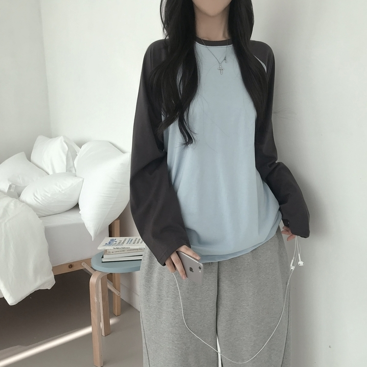ソフトラグランオーバーサイズ長袖Tシャツ(5color) SKY BLUE