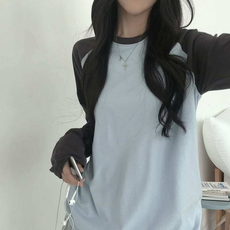 ソフトラグランオーバーサイズ長袖Tシャツ(5color) SKY BLUE