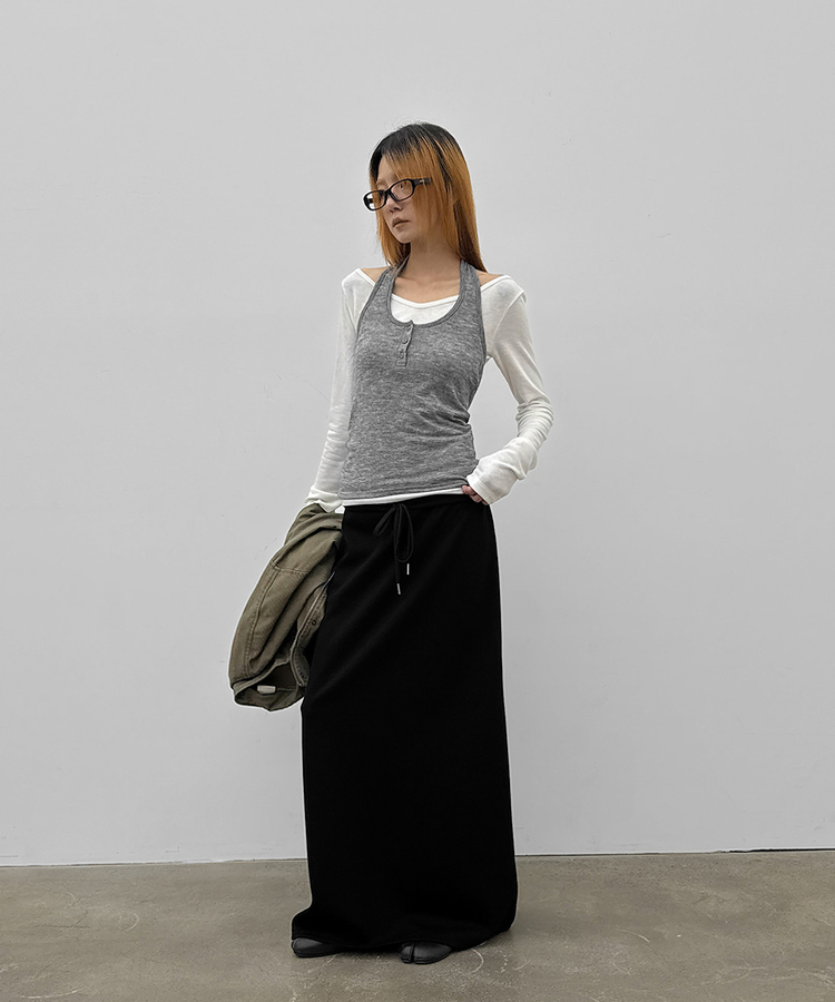 【SET】レイヤードホルター長袖Tシャツ IVORY