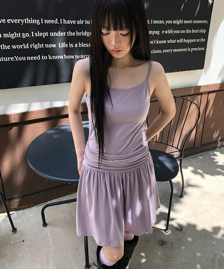シャーリングキャミソールワンピース Lilac