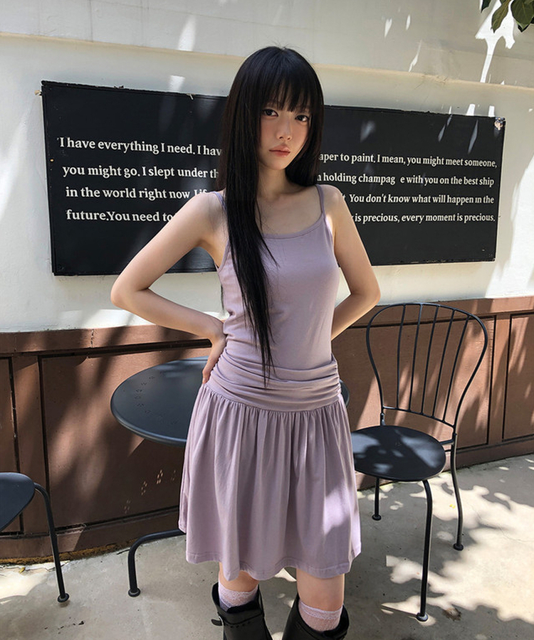 シャーリングキャミソールワンピース Lilac