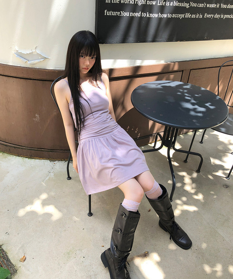 シャーリングキャミソールワンピース Lilac