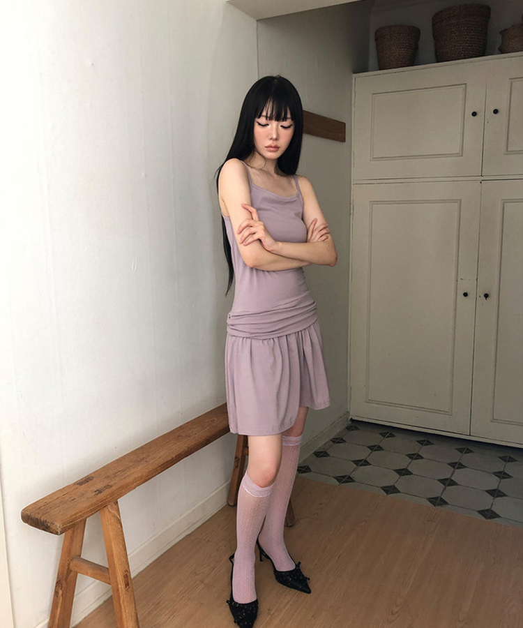 シャーリングキャミソールワンピース Lilac