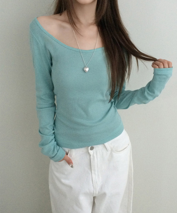 オフショルダーレイヤード長袖Tシャツ(12color) MINT