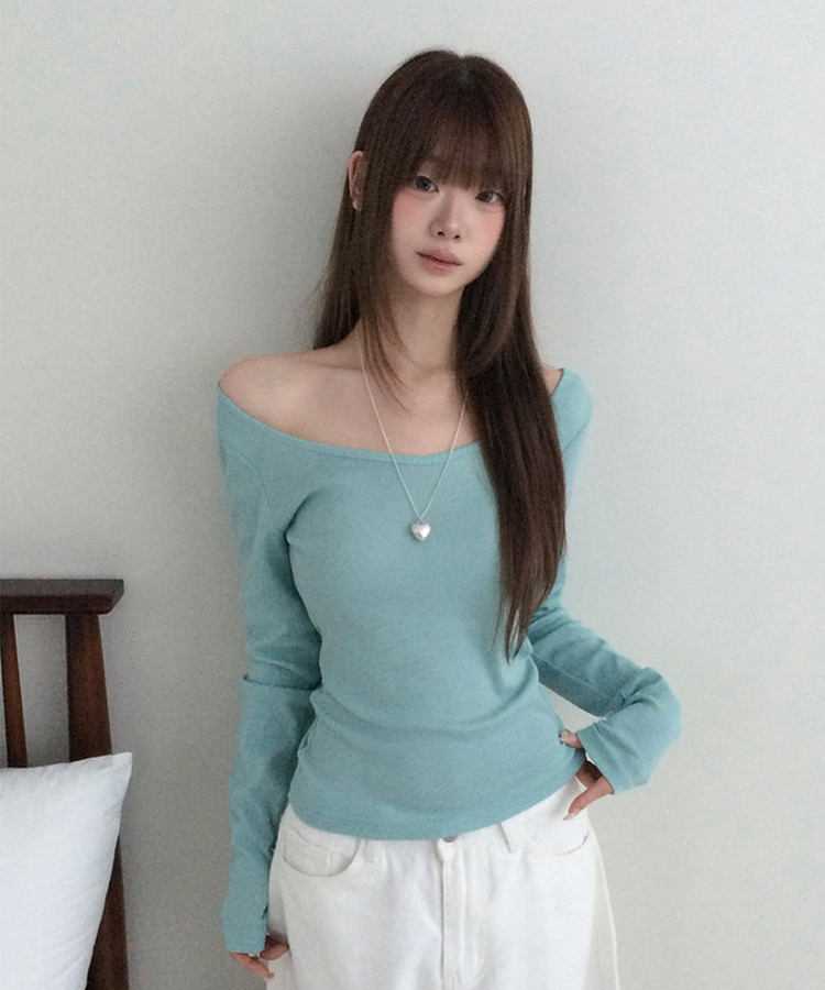 オフショルダーレイヤード長袖Tシャツ(12color) MINT