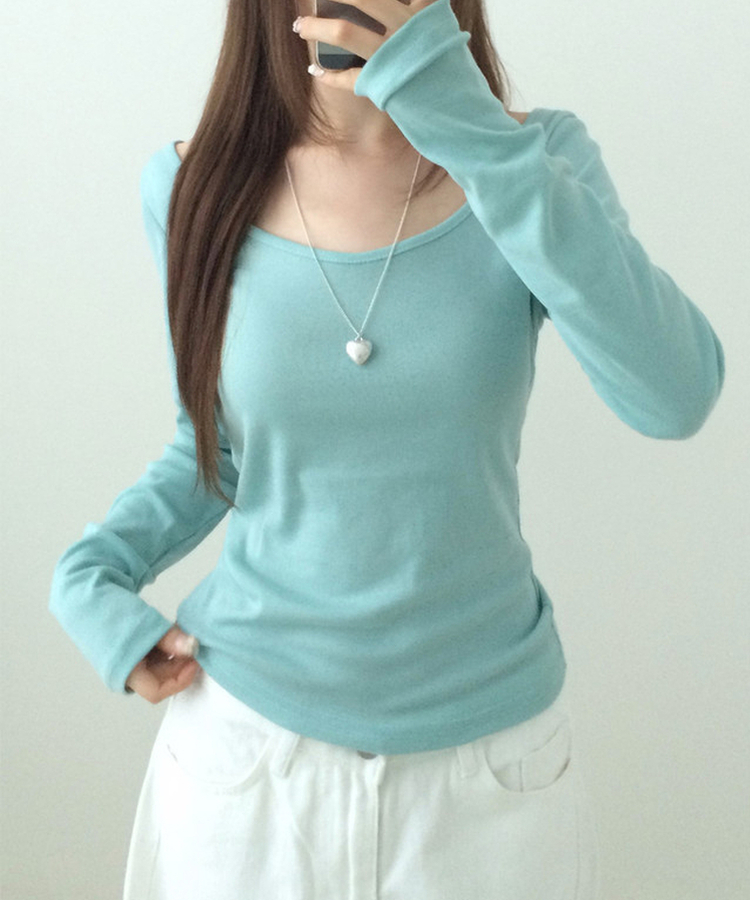 オフショルダーレイヤード長袖Tシャツ(12color) MINT