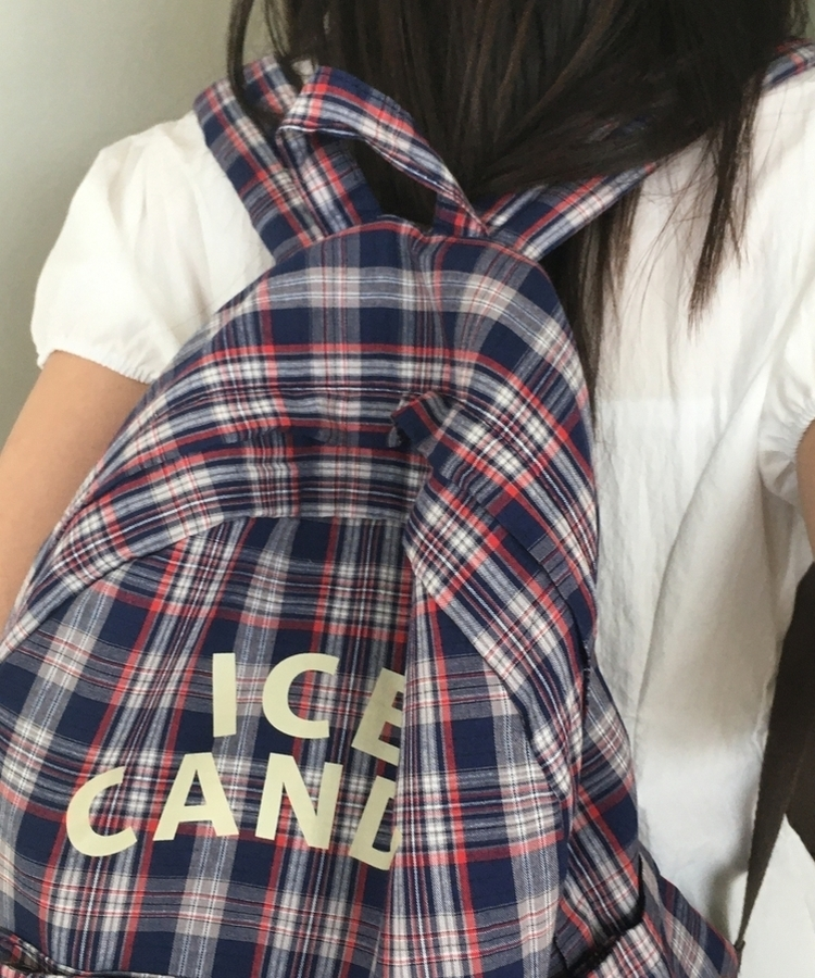 レタリングチェック大容量バックパック NAVY