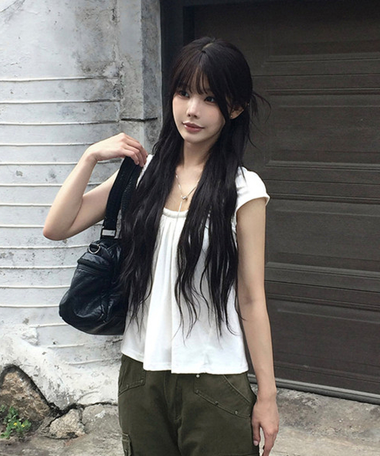 シャーリングストラップ半袖Tシャツ WHITE