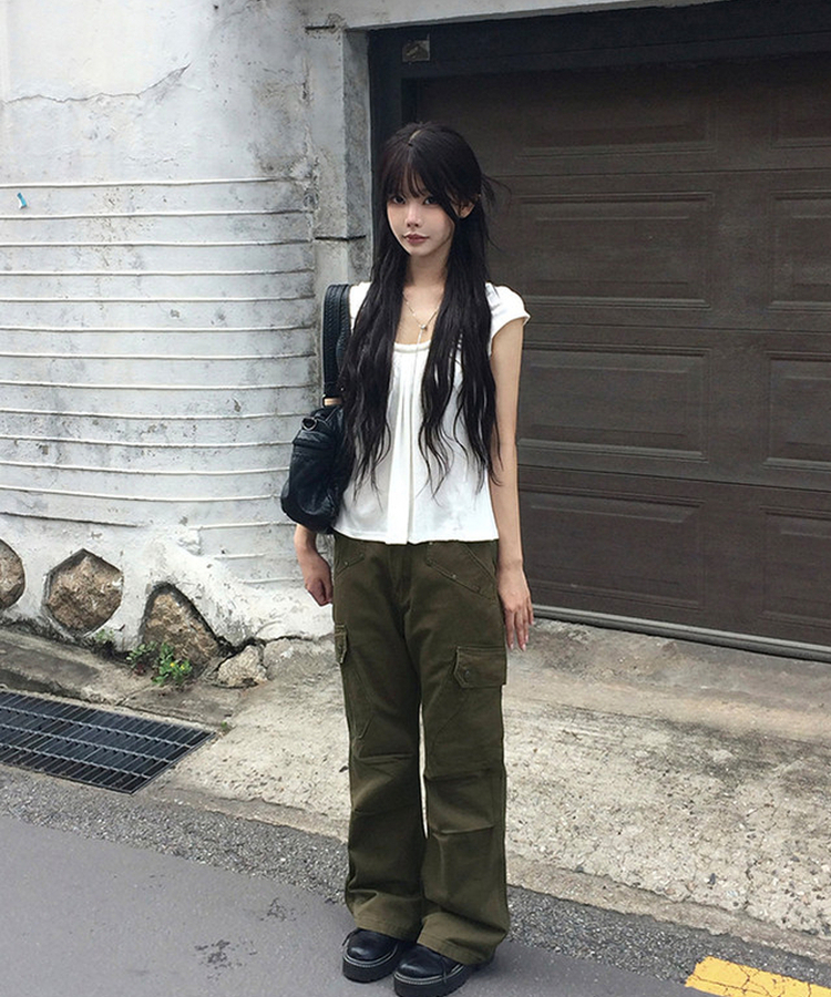 シャーリングストラップ半袖Tシャツ WHITE