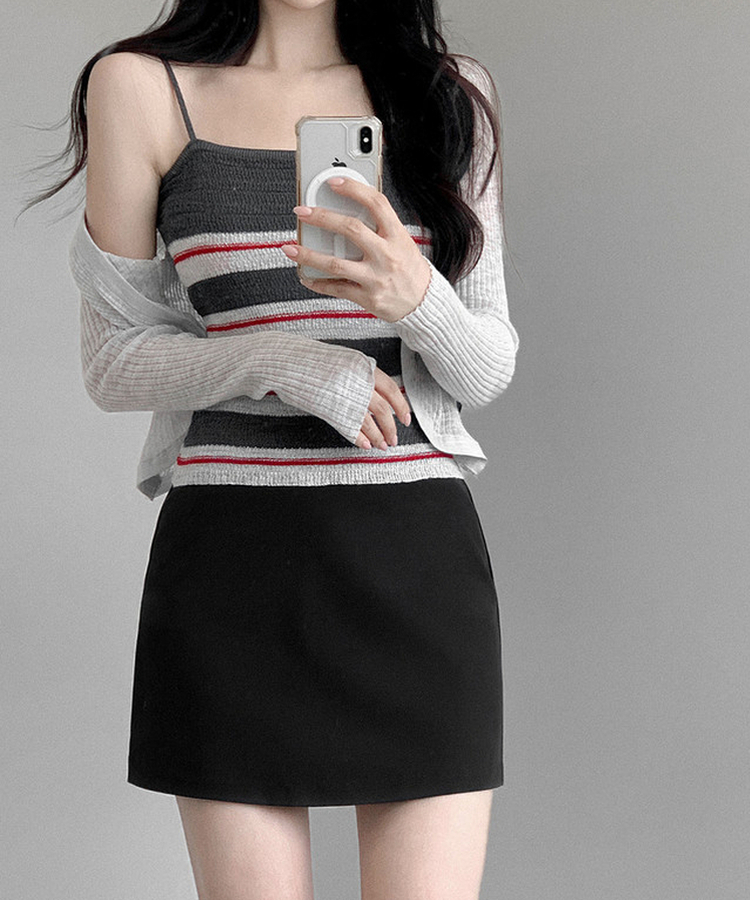 セミAラインフレアミニスカート BLACK