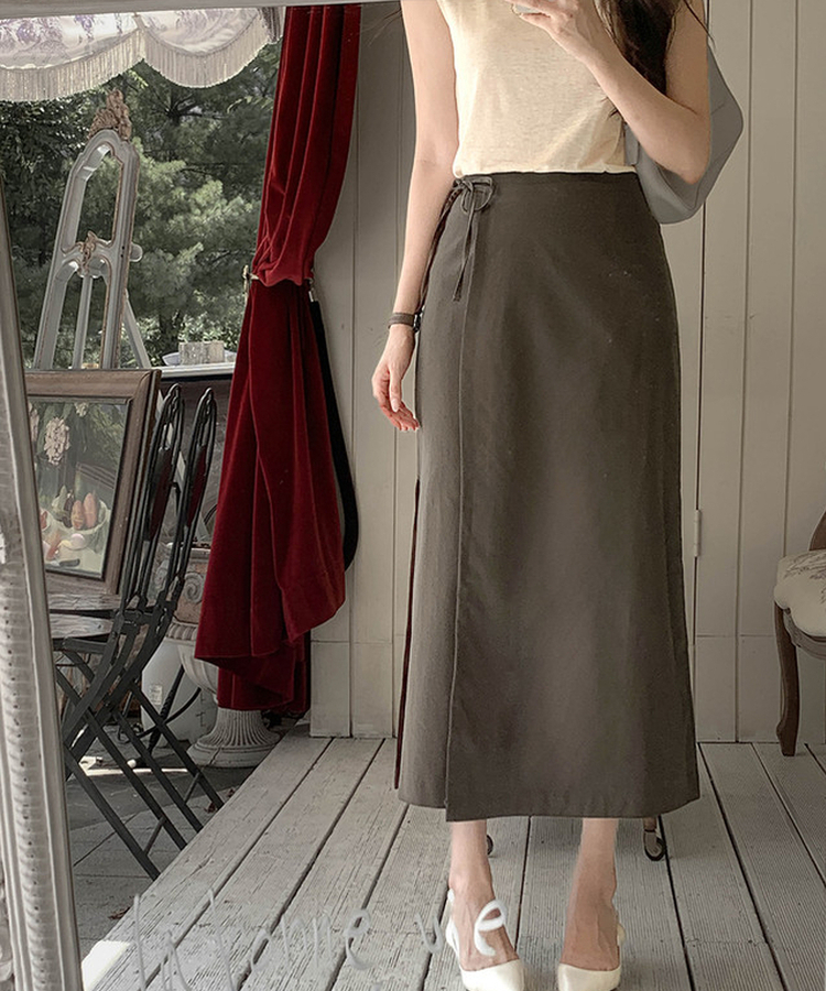 シアーラップロングスカート BROWN