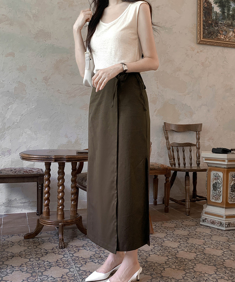 シアーラップロングスカート BROWN