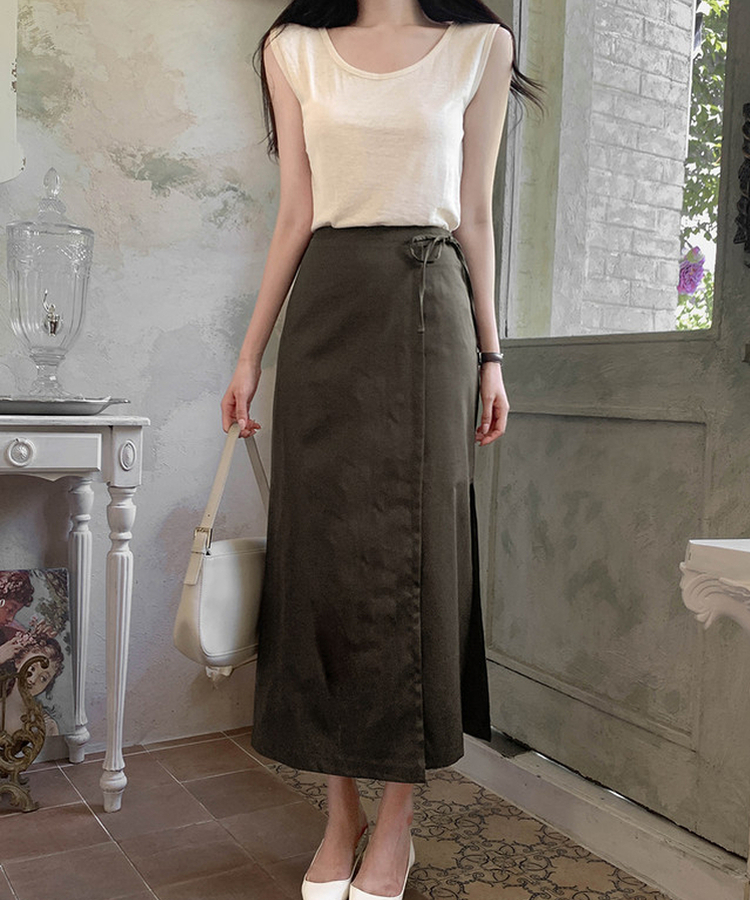 シアーラップロングスカート BROWN
