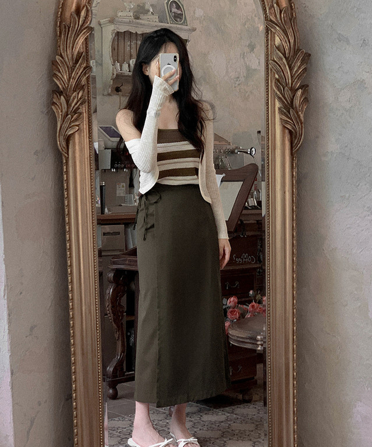 シアーラップロングスカート BROWN