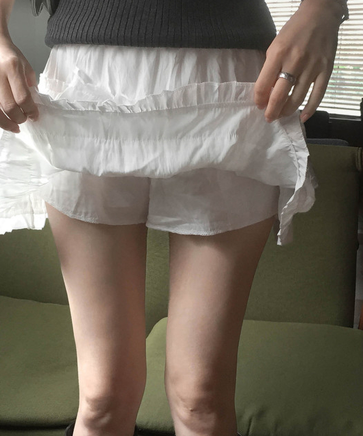 バンディングレースフレアミニスカート IVORY