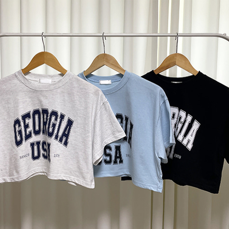 レタープリントクロップ半袖Tシャツ