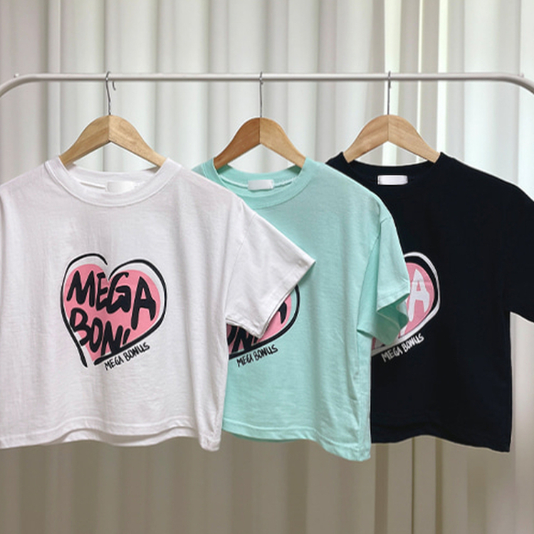 プリントラウンドネッククロップド半袖Tシャツ