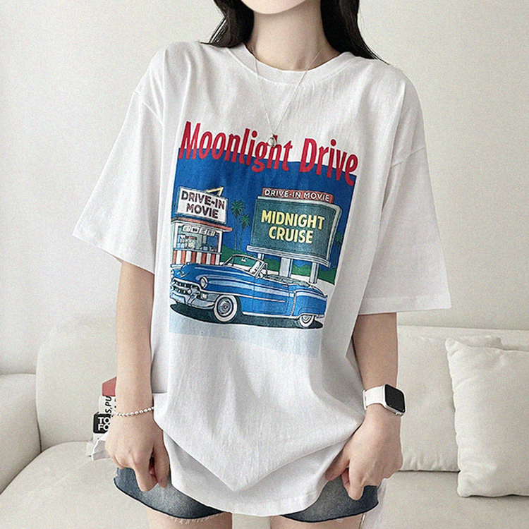 ヴィンテージプリントラウンド半袖Tシャツ IVORY