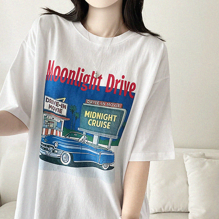 ヴィンテージプリントラウンド半袖Tシャツ IVORY