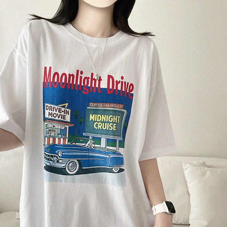 ヴィンテージプリントラウンド半袖Tシャツ IVORY