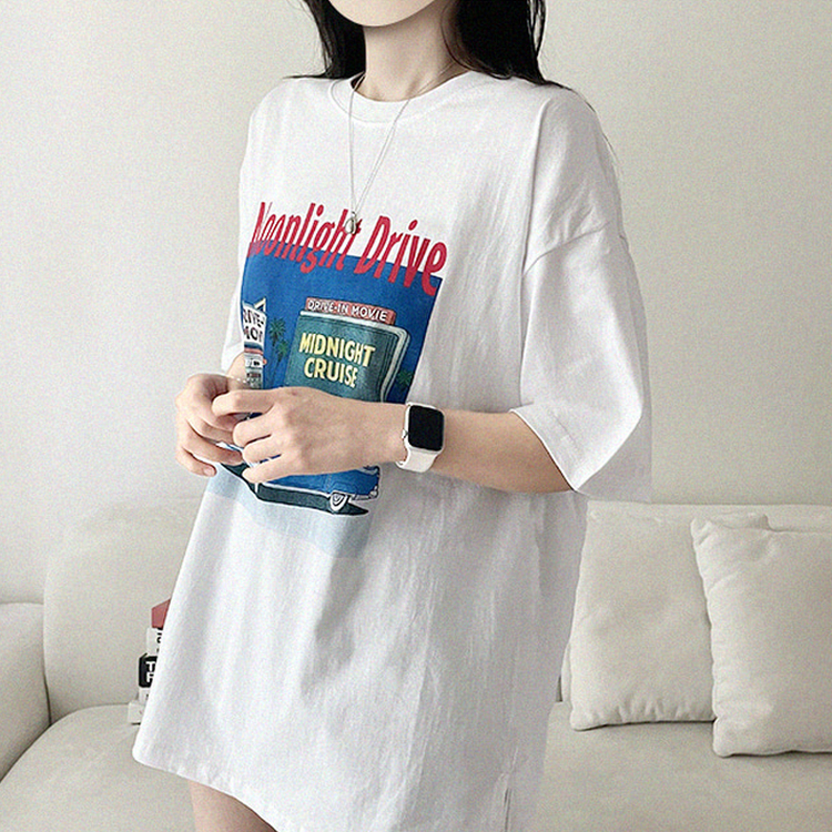 ヴィンテージプリントラウンド半袖Tシャツ IVORY