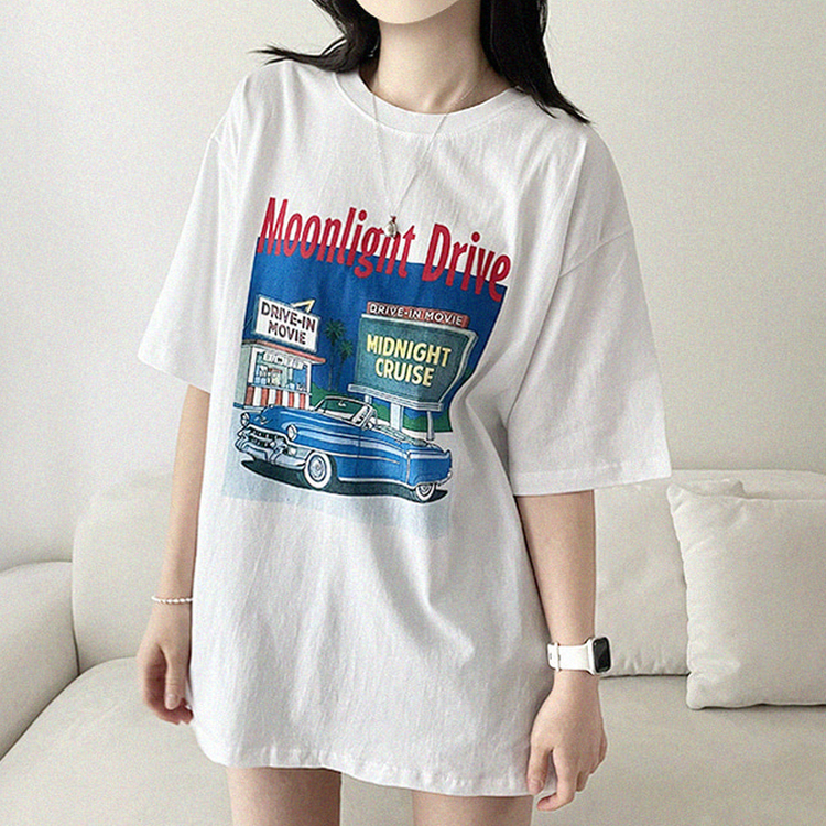 ヴィンテージプリントラウンド半袖Tシャツ IVORY