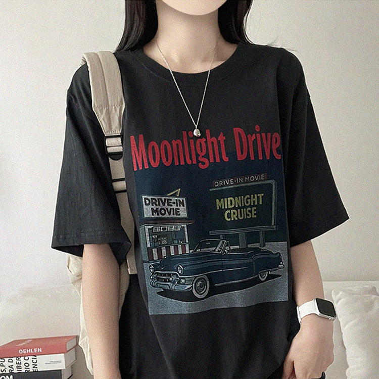 ヴィンテージプリントラウンド半袖Tシャツ CHARCOAL