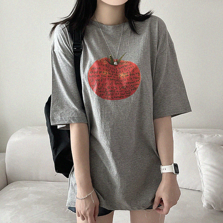 トマトレタリング半袖Tシャツ GREY