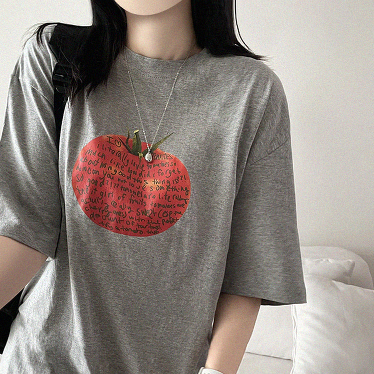 トマトレタリング半袖Tシャツ GREY