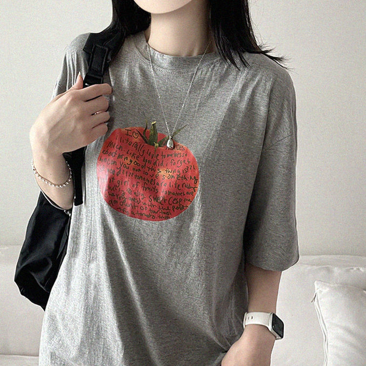 トマトレタリング半袖Tシャツ GREY
