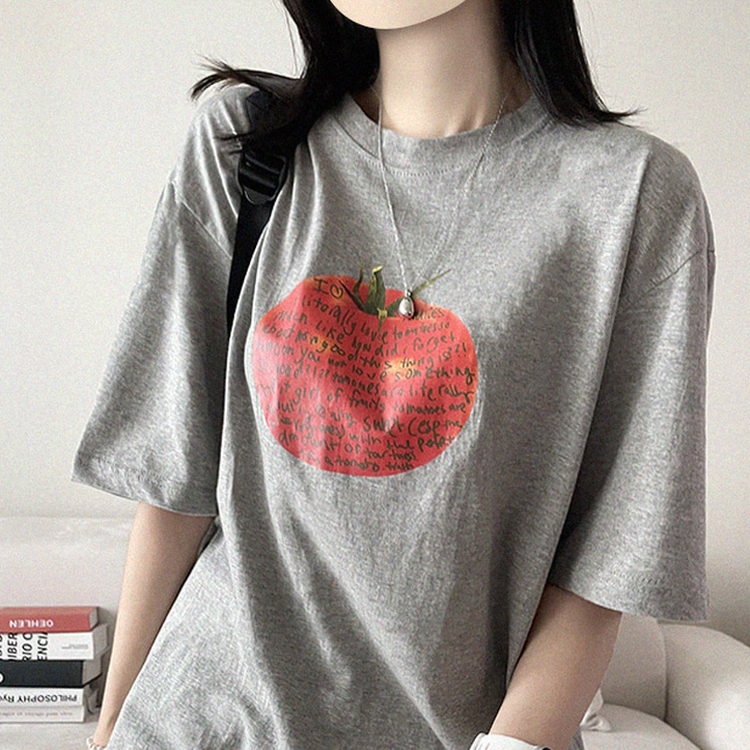 トマトレタリング半袖Tシャツ GREY