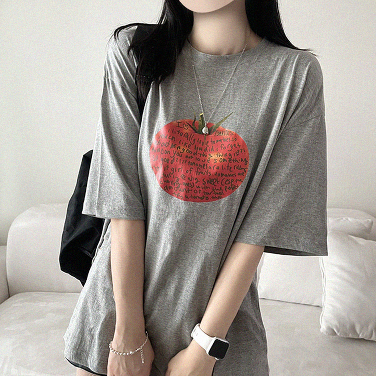 トマトレタリング半袖Tシャツ GREY