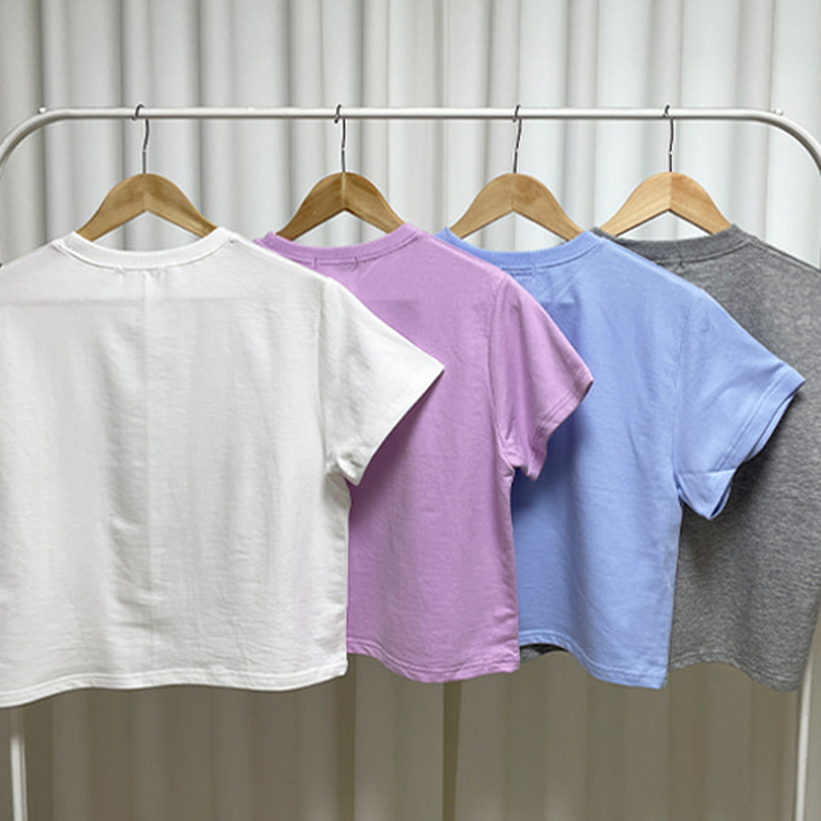 ビンテージプリントセミクロップド半袖Tシャツ