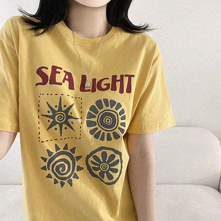 プリントオーバーサイズ半袖Tシャツ YELLOW