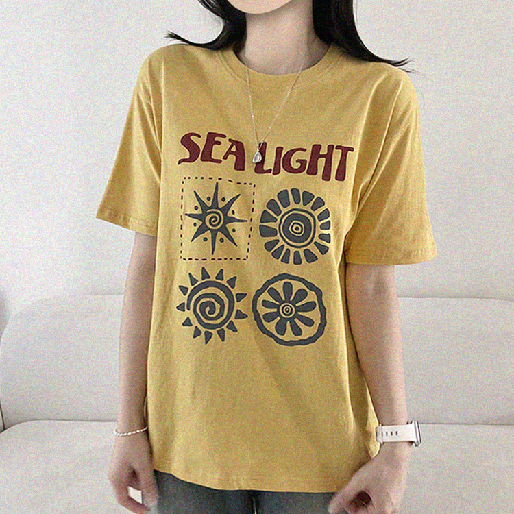 プリントオーバーサイズ半袖Tシャツ YELLOW