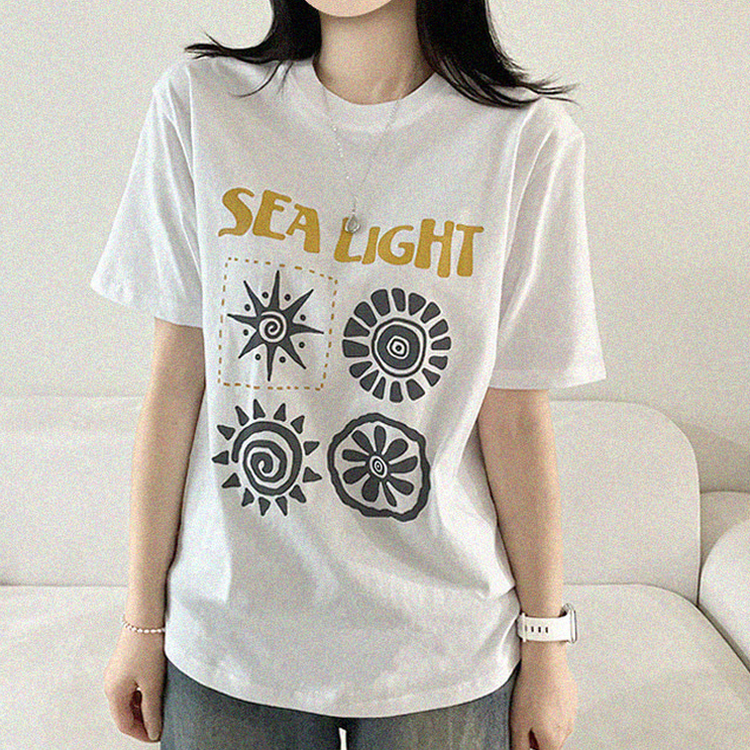 プリントオーバーサイズ半袖Tシャツ WHITE