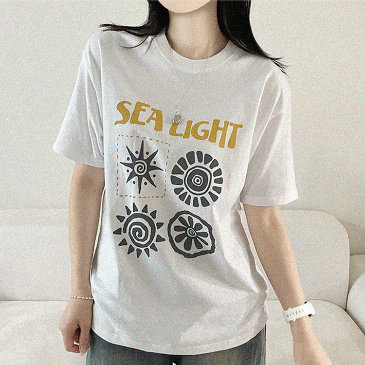 プリントオーバーサイズ半袖Tシャツ WHITE
