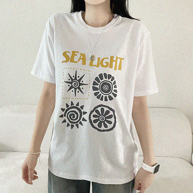 プリントオーバーサイズ半袖Tシャツ WHITE