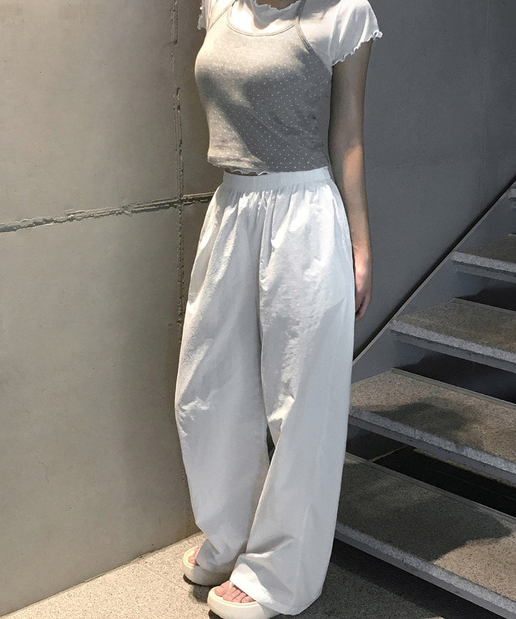 ナイロンウエストゴムトレーニングパンツ(7color) IVORY