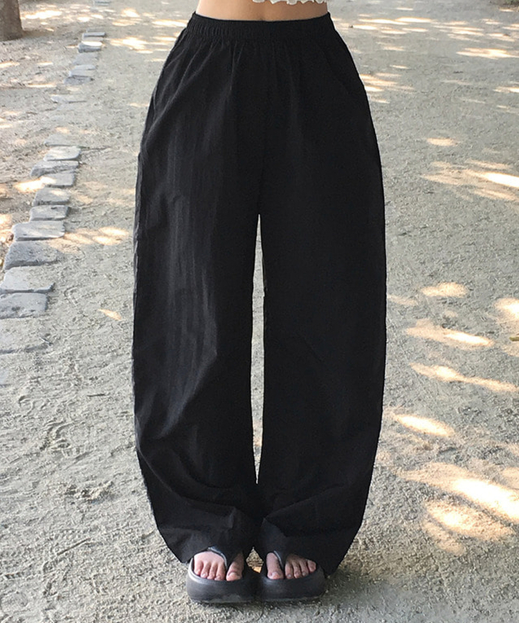 ナイロンウエストゴムトレーニングパンツ(7color) BLACK