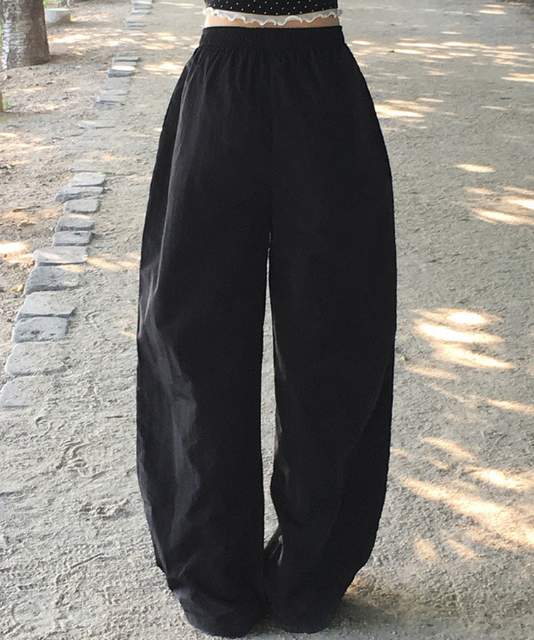 ナイロンウエストゴムトレーニングパンツ(7color) BLACK