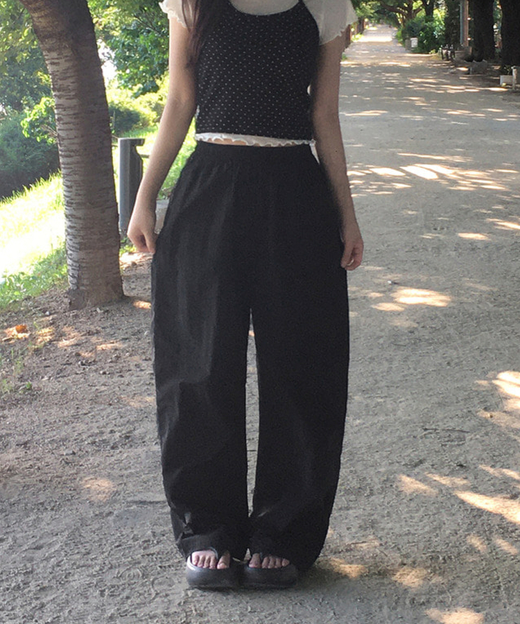 ナイロンウエストゴムトレーニングパンツ(7color) BLACK