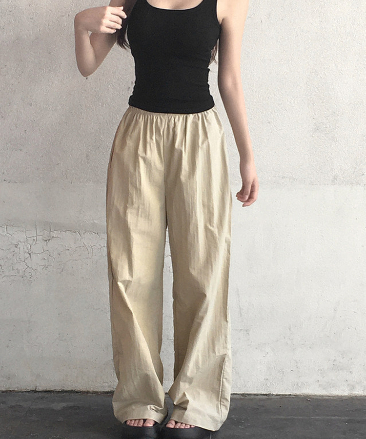 ナイロンウエストゴムトレーニングパンツ(7color) BEIGE