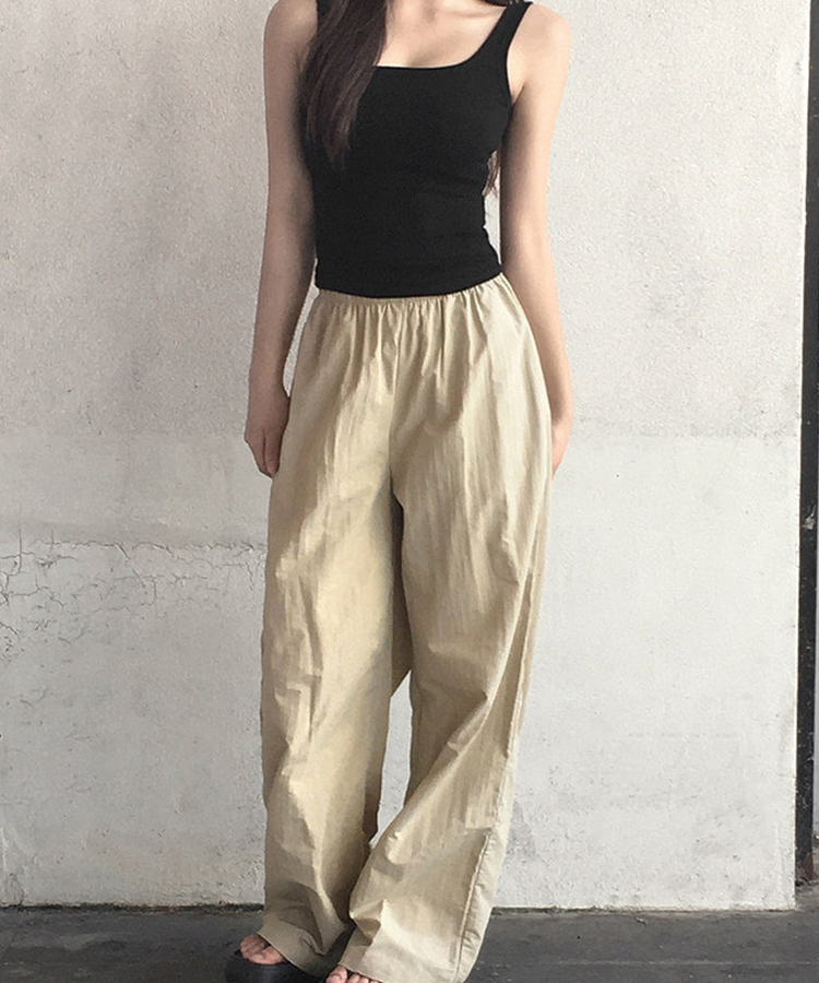 ナイロンウエストゴムトレーニングパンツ(7color) BEIGE