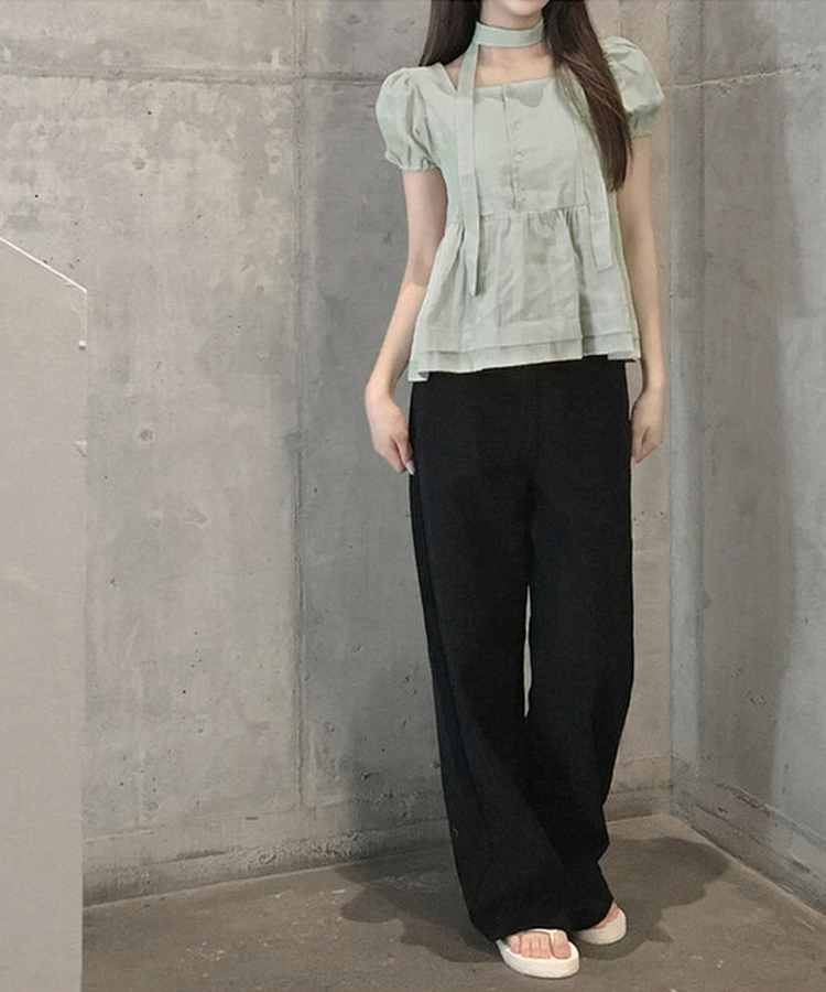 【丈別】ベーシックワイドパンツ(6color) BLACK