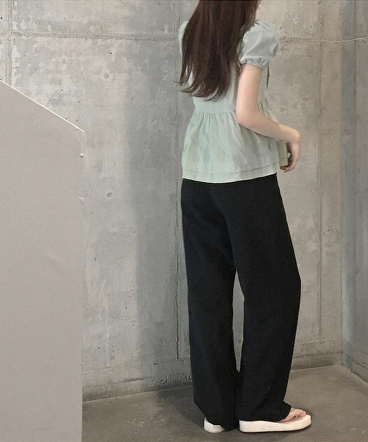 【丈別】ベーシックワイドパンツ(6color) BLACK