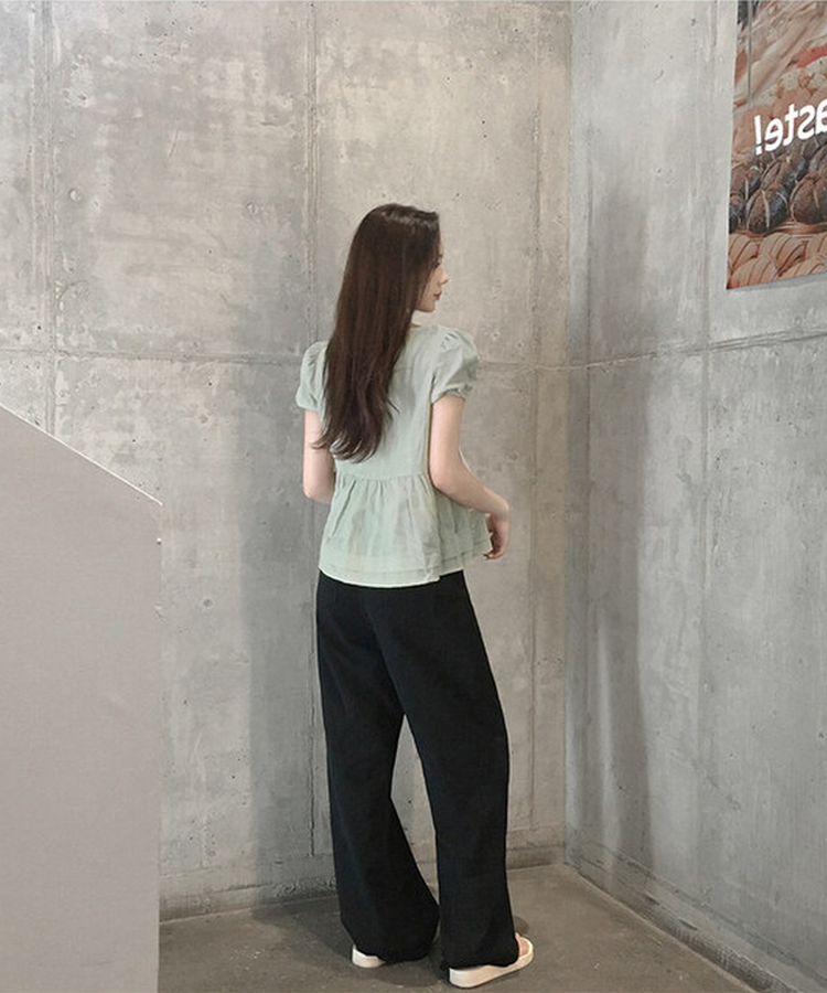 【丈別】ベーシックワイドパンツ(6color) BLACK