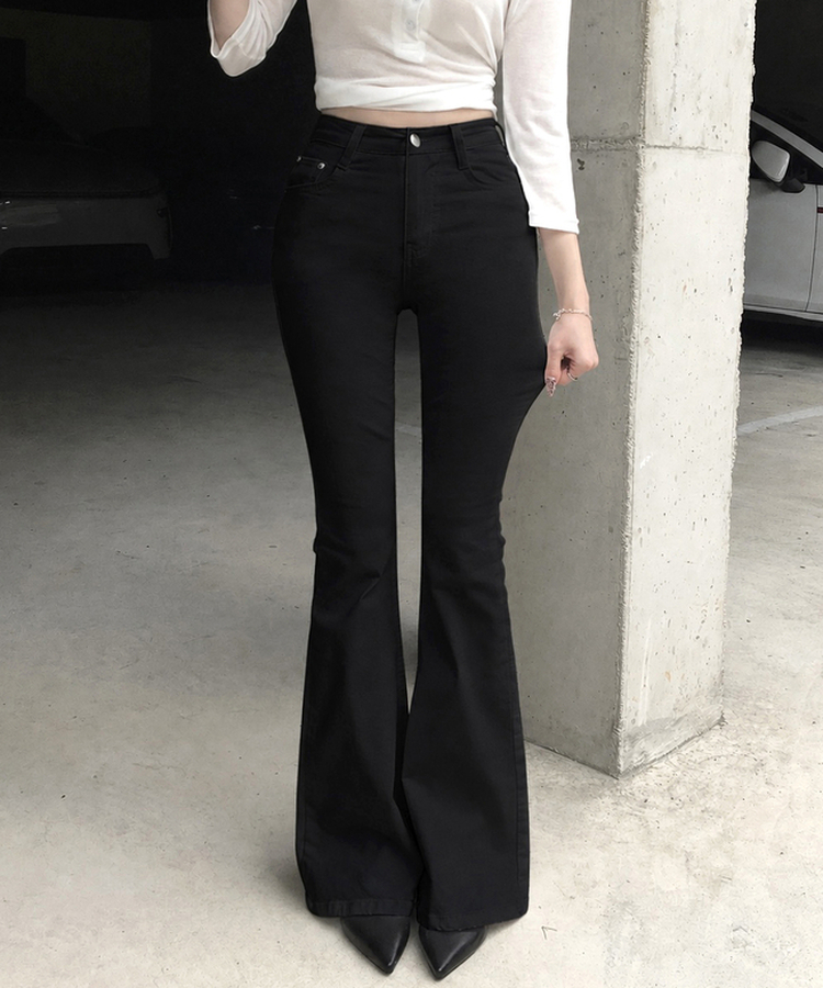 バックポケットブーツカットパンツ BLACK
