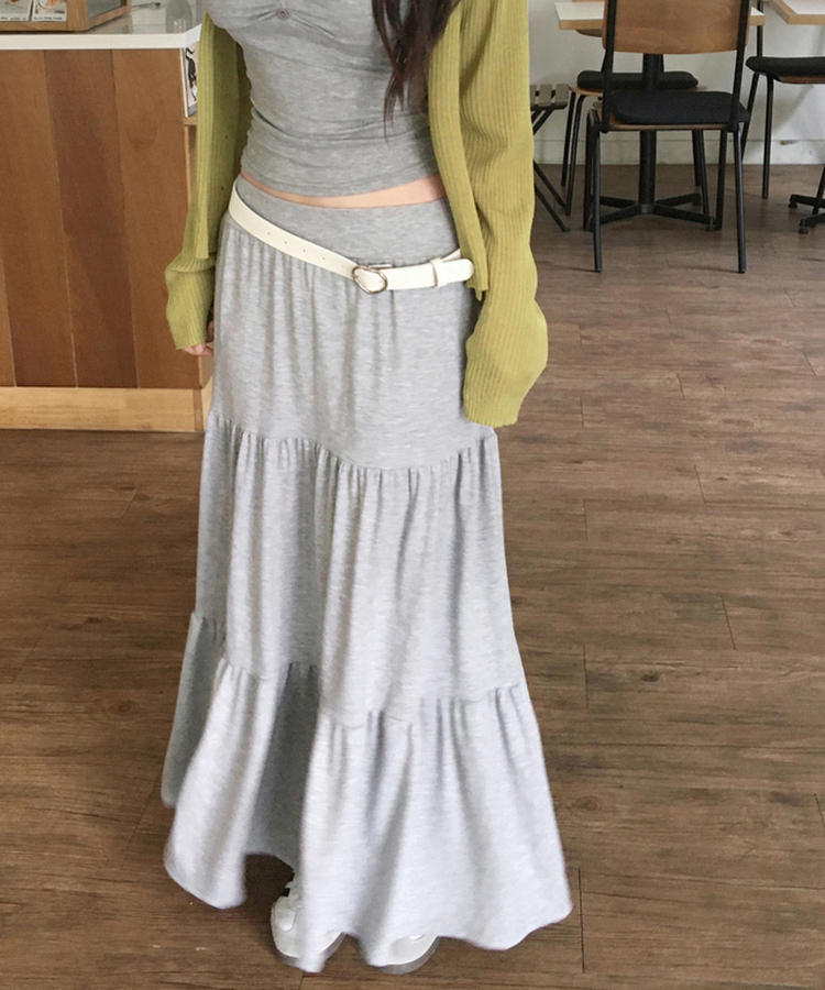 ティアードバンディングロングスカート GREY