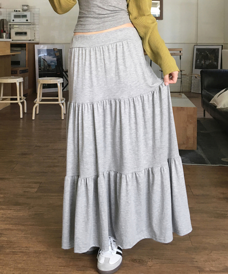 ティアードバンディングロングスカート GREY